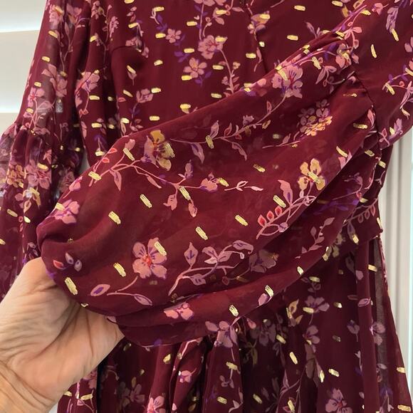 Altar’d State Lissa Faux Wrap Floral Mini Dress Small Fairycore Flowy Babydoll - Picture 4 of 14